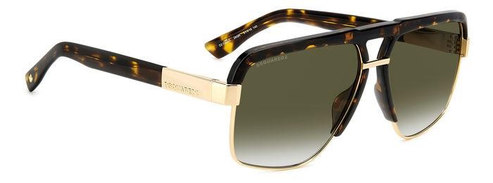 Occhiali da sole Dsquared2 D2 0084/S 205961 (2IK 9K) colore havana gold forma rettangolare lenti green shaded