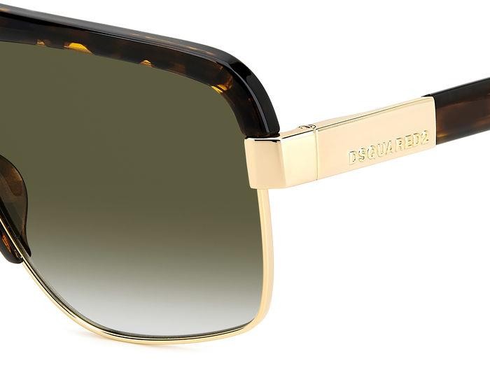 Occhiali da sole Dsquared2 D2 0084/S 205961 (2IK 9K) colore havana gold forma rettangolare lenti green shaded