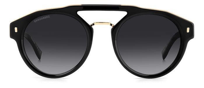Sonnenbrillen Dsquared2 D2 0085/S 205962 (2M2 9O) farbe black gold form rund gläser dark grey shaded