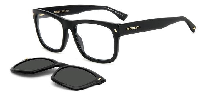 Occhiali da vista Dsquared2 D2 0100/CS 206070 (807 M9) + Clip-on colore black forma rettangolare lenti grey polarized