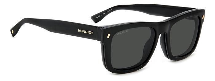 Occhiali da vista Dsquared2 D2 0100/CS 206070 (807 M9) + Clip-on colore black forma rettangolare lenti grey polarized