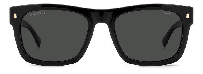 Occhiali da vista Dsquared2 D2 0100/CS 206070 (807 M9) + Clip-on colore black forma rettangolare lenti grey polarized