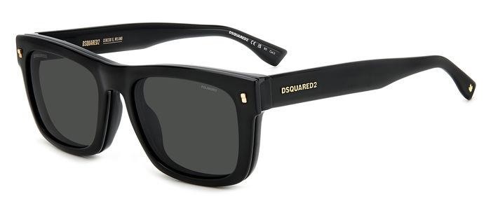 Occhiali da vista Dsquared2 D2 0100/CS 206070 (807 M9) + Clip-on colore black forma rettangolare lenti grey polarized