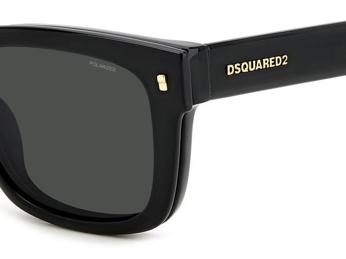 Occhiali da vista Dsquared2 D2 0100/CS 206070 (807 M9) + Clip-on colore black forma rettangolare lenti grey polarized