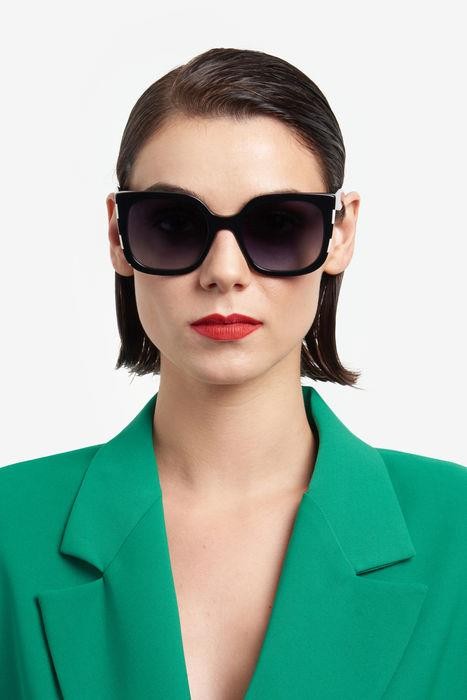 Occhiali da sole Carolina Herrera Her 0128/S 206124 (80S 9O) colore black white forma cat eye lenti dark grey shaded