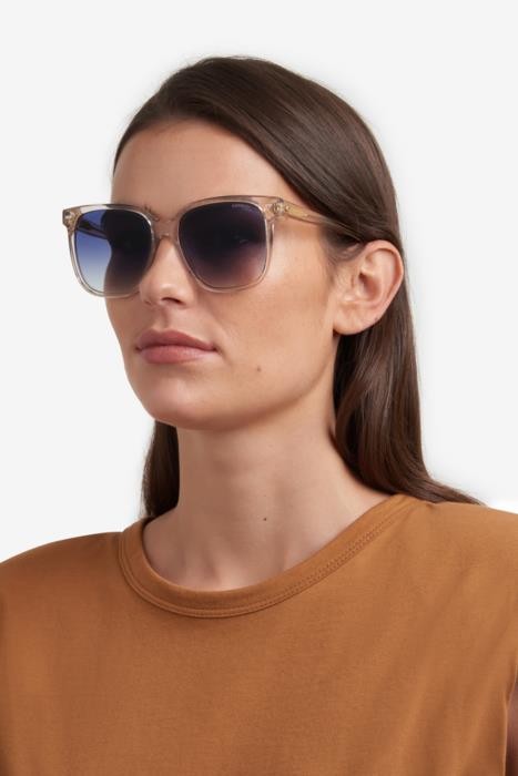 Sonnenbrillen Carrera 3002/S 206153 (10A 08) farbe beige form quadratisch gläser dk blue shaded