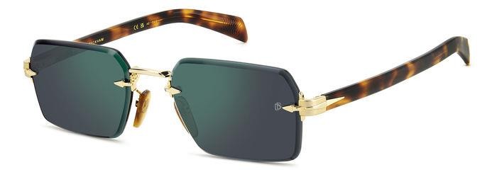 Sunglasses David Beckham Db 7109/S 206169 (06J MT) color gold havana shape rectangle lenses green mirror