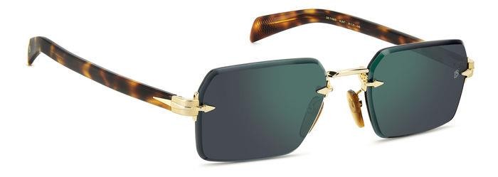 Sunglasses David Beckham Db 7109/S 206169 (06J MT) color gold havana shape rectangle lenses green mirror