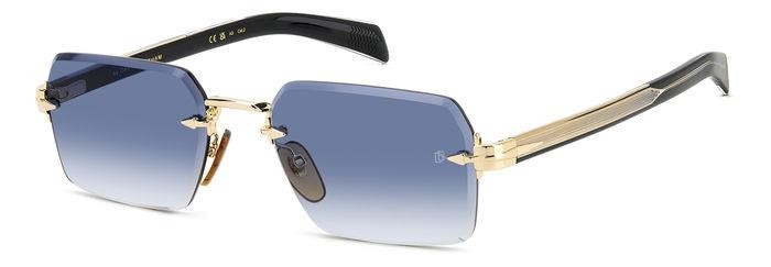 Sunglasses David Beckham Db 7109/S 206169 (RHL 08) color gold black_ shape rectangle lenses dk blue shaded