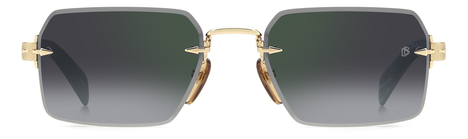 Sunglasses David Beckham Db 7109/S 206169 PEF NU color gold green shape rectangle lenses grey shaded green mirror