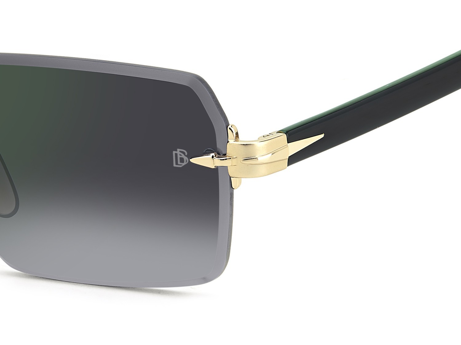 Sunglasses David Beckham Db 7109/S 206169 PEF NU color gold green shape rectangle lenses grey shaded green mirror