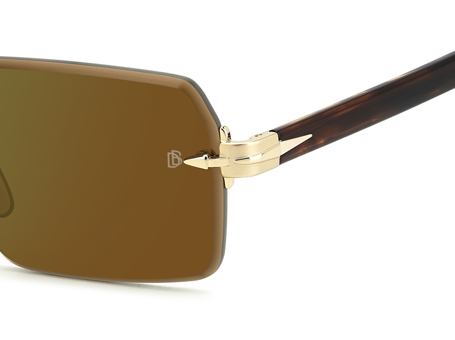 Sunglasses David Beckham Db 7109/S 206169 T5U MT color gold brown horn shape rectangle lenses green mirror