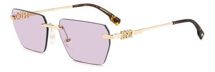 Occhiali da sole Dsquared2 D2 0102/S 206237 (EYR UR) colore gold pink forma geometrico lenti viola