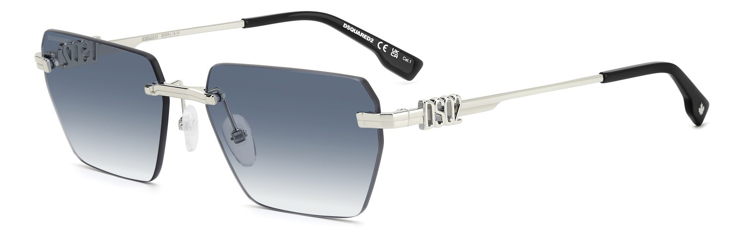 Occhiali da sole Dsquared2 D2 0102/S 206237 010 08 colore palladium forma rettangolare lenti dk blue shaded