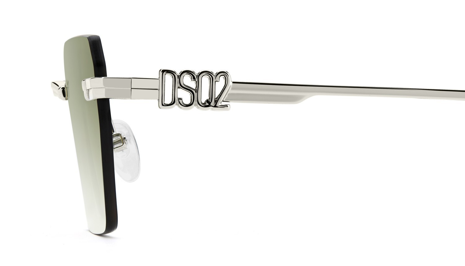 Occhiali da sole Dsquared2 D2 0102/S 206237 010 9K colore palladium forma rettangolare lenti green shaded