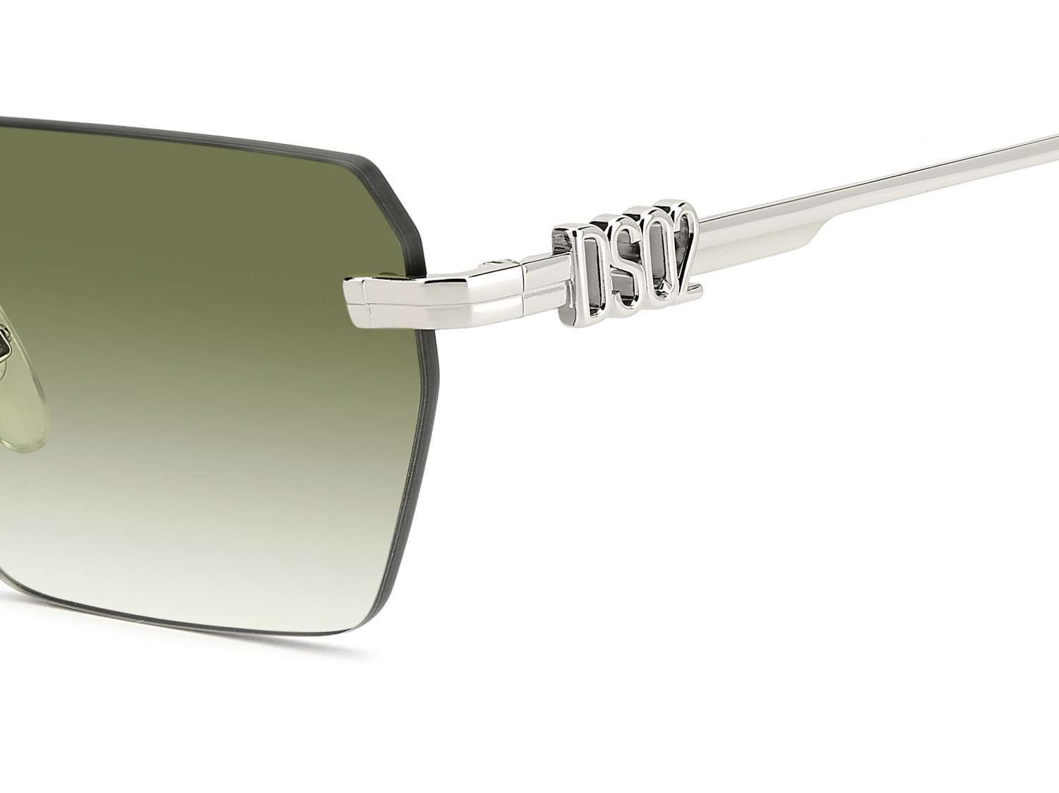 Occhiali da sole Dsquared2 D2 0102/S 206237 010 9K colore palladium forma rettangolare lenti green shaded