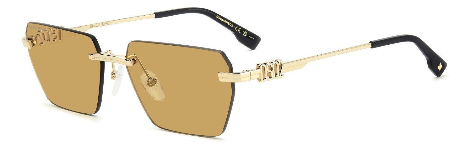 Occhiali da sole Dsquared2 D2 0102/S 206237 J5G HO colore gold forma rettangolare lenti yellow