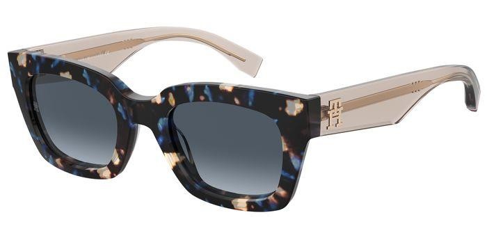Sunglasses Tommy Hilfiger Th 2052/S 206303 (1ZN 08) color blue nude shape rectangle lenses dk blue shaded