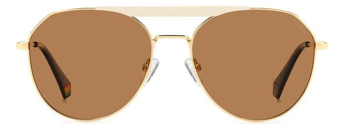 Sonnenbrillen Polaroid Pld 6211/S 206330 (B4E SP) farbe white gold form navigator gläser bronze polarized
