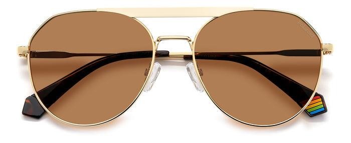 Sonnenbrillen Polaroid Pld 6211/S 206330 (B4E SP) farbe white gold form navigator gläser bronze polarized