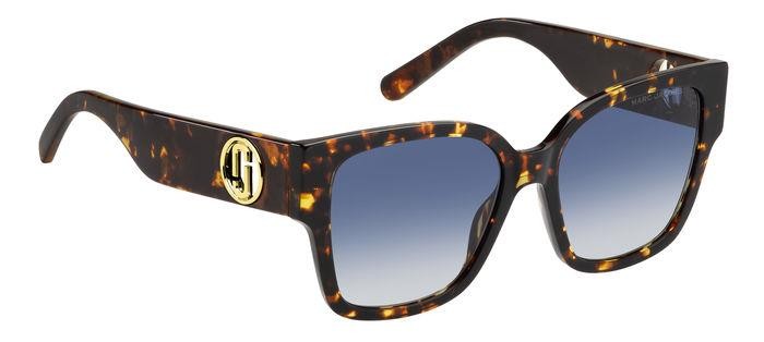 Occhiali da sole Marc Jacobs 698/S 206437 (086 08) colore havana forma quadrato lenti dk blue shaded