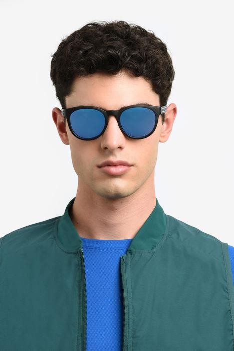 Sunglasses Polaroid Pld 2150/S 206456 (OY4 5X) color black azure shape round lenses blue mirror polarized