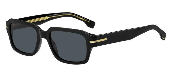 Occhiali da sole Hugo Boss 1596/S 206465 (807 A9) colore black forma rettangolare lenti blue avio antireflex
