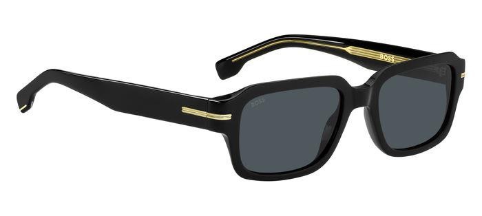 Occhiali da sole Hugo Boss 1596/S 206465 (807 A9) colore black forma rettangolare lenti blue avio antireflex