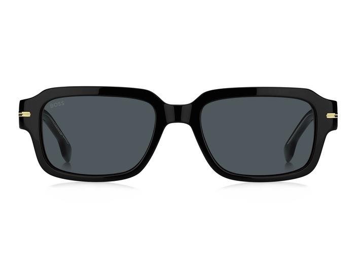 Occhiali da sole Hugo Boss 1596/S 206465 (807 A9) colore black forma rettangolare lenti blue avio antireflex