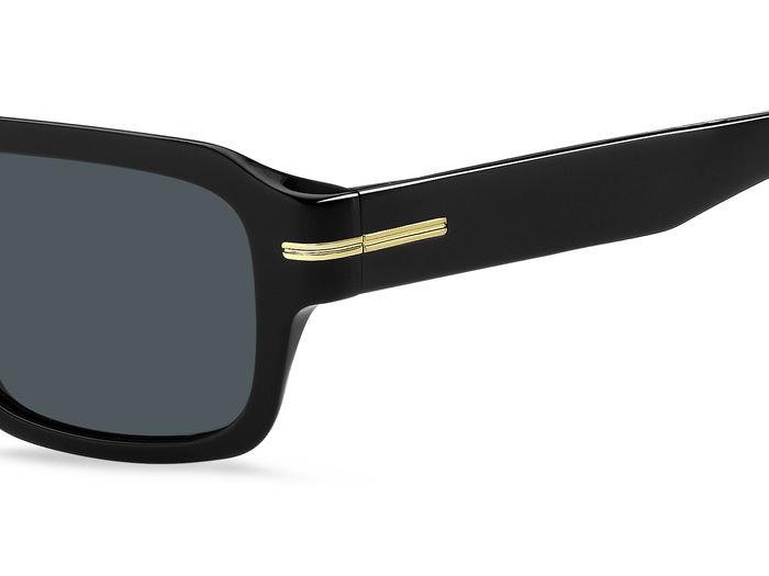 Occhiali da sole Hugo Boss 1596/S 206465 (807 A9) colore black forma rettangolare lenti blue avio antireflex