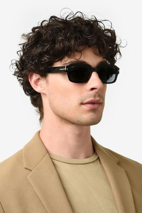 Occhiali da sole Hugo Boss 1596/S 206465 (807 A9) colore black forma rettangolare lenti blue avio antireflex