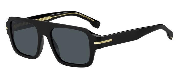 Occhiali da sole Hugo Boss 1595/S 206466 (807 A9) colore black forma quadrato lenti blue avio antireflex