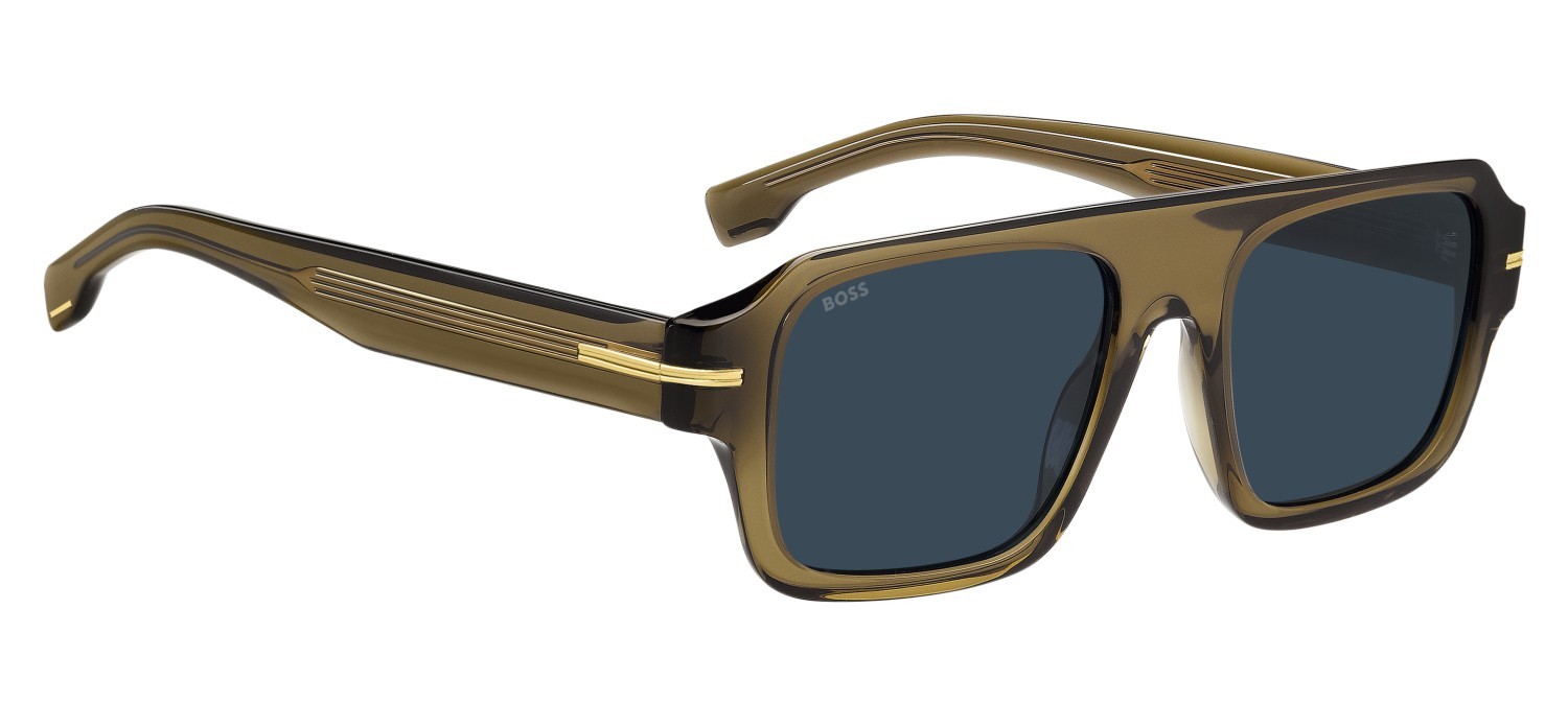 Occhiali da sole Hugo Boss 1595/S 206466 09Q KU colore brown forma rettangolare lenti blue