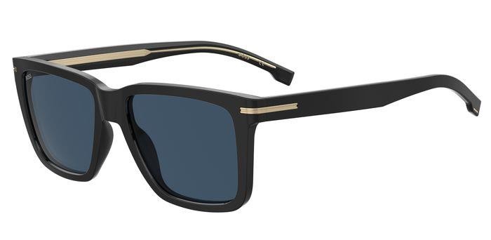 Occhiali da sole Hugo Boss 1598/S 206467 (807 KU) colore black forma quadrato lenti blue