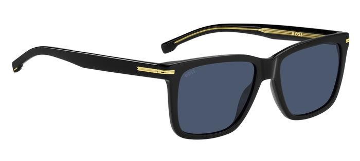 Occhiali da sole Hugo Boss 1598/S 206467 (807 KU) colore black forma quadrato lenti blue