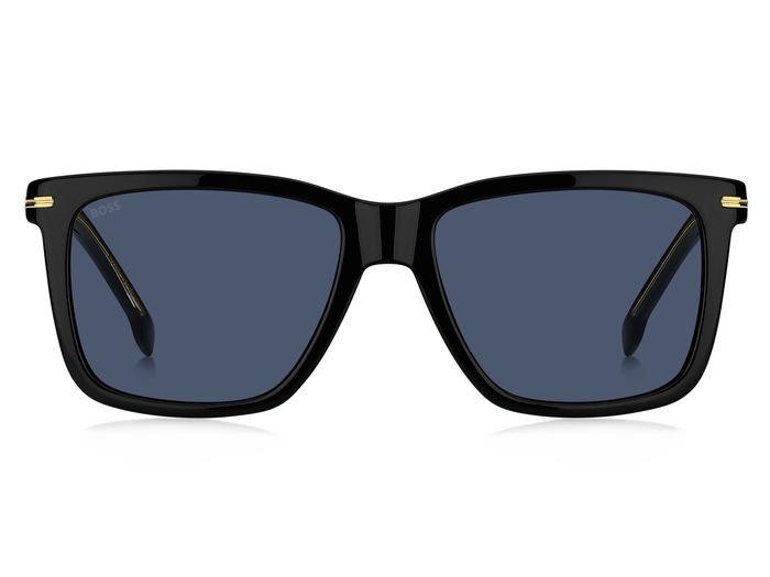 Occhiali da sole Hugo Boss 1598/S 206467 (807 KU) colore black forma quadrato lenti blue