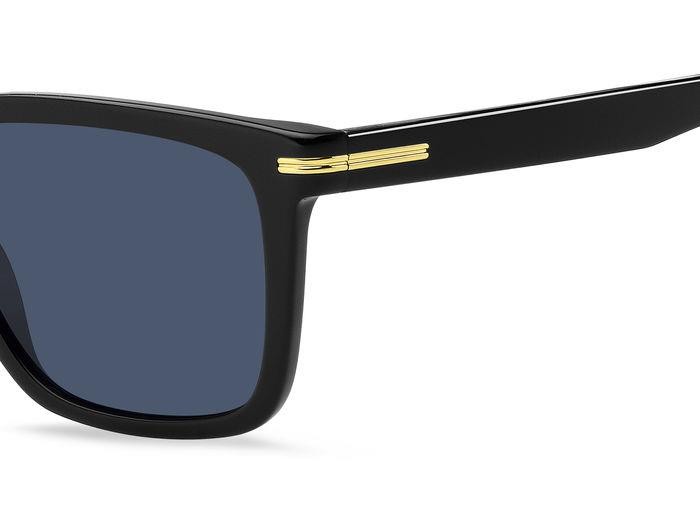Occhiali da sole Hugo Boss 1598/S 206467 (807 KU) colore black forma quadrato lenti blue