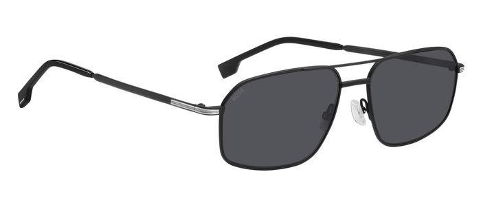 Occhiali da sole Hugo Boss 1603/S 206468 (124 IR) colore matte black silver forma quadrato lenti grey