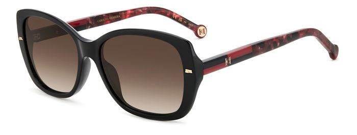 Occhiali da sole Carolina Herrera Her 0176/G 206512 (OIT HA) colore black red forma farfalla lenti brown shaded