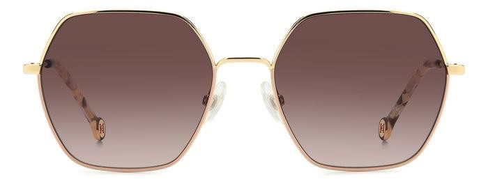 Occhiali da sole Carolina Herrera Her 0183/S 206533 (BKU HA) colore gold nude forma geometrico lenti brown shaded