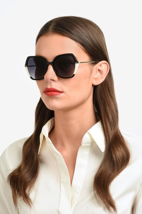 Occhiali da sole Carolina Herrera Her 0185/S 206554 (80S 9O) colore black white forma geometrico lenti dark grey shaded