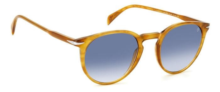 Sunglasses David Beckham Db 1139/S 206606 (DUA 08) color striped yellow shape pantos lenses dk blue shaded