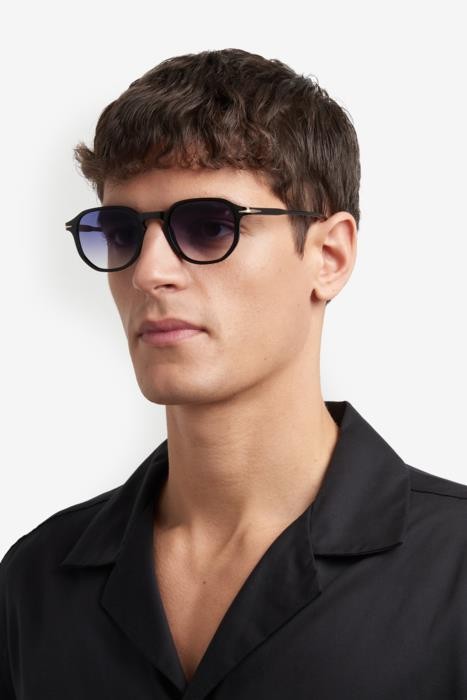 Sunglasses David Beckham Db 1140/S 206607 (807 08) color black shape geometric lenses dk blue shaded