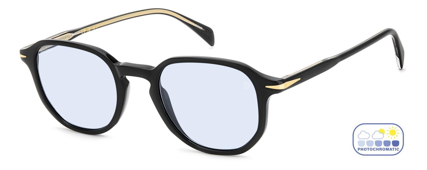 Sunglasses David Beckham Db 1140/S 206607 807 QZ color black shape rectangle lenses azure photocromatic