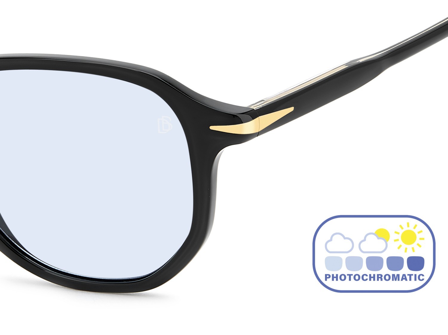 Sunglasses David Beckham Db 1140/S 206607 807 QZ color black shape rectangle lenses azure photocromatic