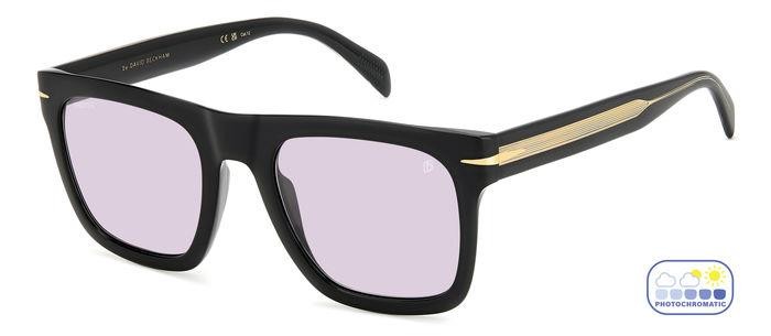 Sunglasses David Beckham Db 7000/S FLAT 206608 (807 KE) color black shape square lenses violet to grey photochromatic