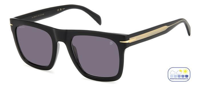 Sunglasses David Beckham Db 7000/S FLAT 206608 (807 KE) color black shape square lenses violet to grey photochromatic