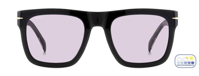 Sunglasses David Beckham Db 7000/S FLAT 206608 (807 KE) color black shape square lenses violet to grey photochromatic