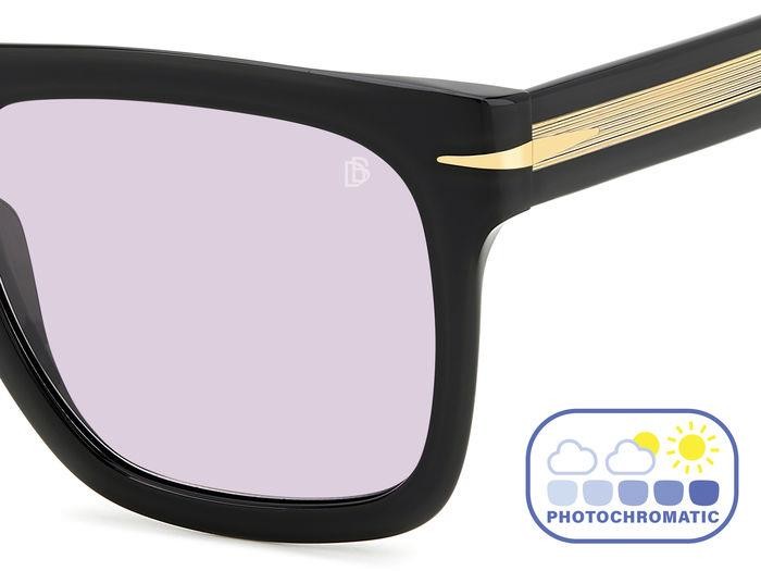 Sunglasses David Beckham Db 7000/S FLAT 206608 (807 KE) color black shape square lenses violet to grey photochromatic