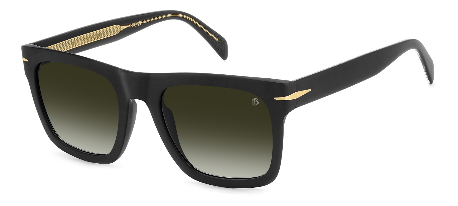 Sunglasses David Beckham Db 7000/S FLAT 206608 003 9K color matte black shape rectangle lenses green shaded